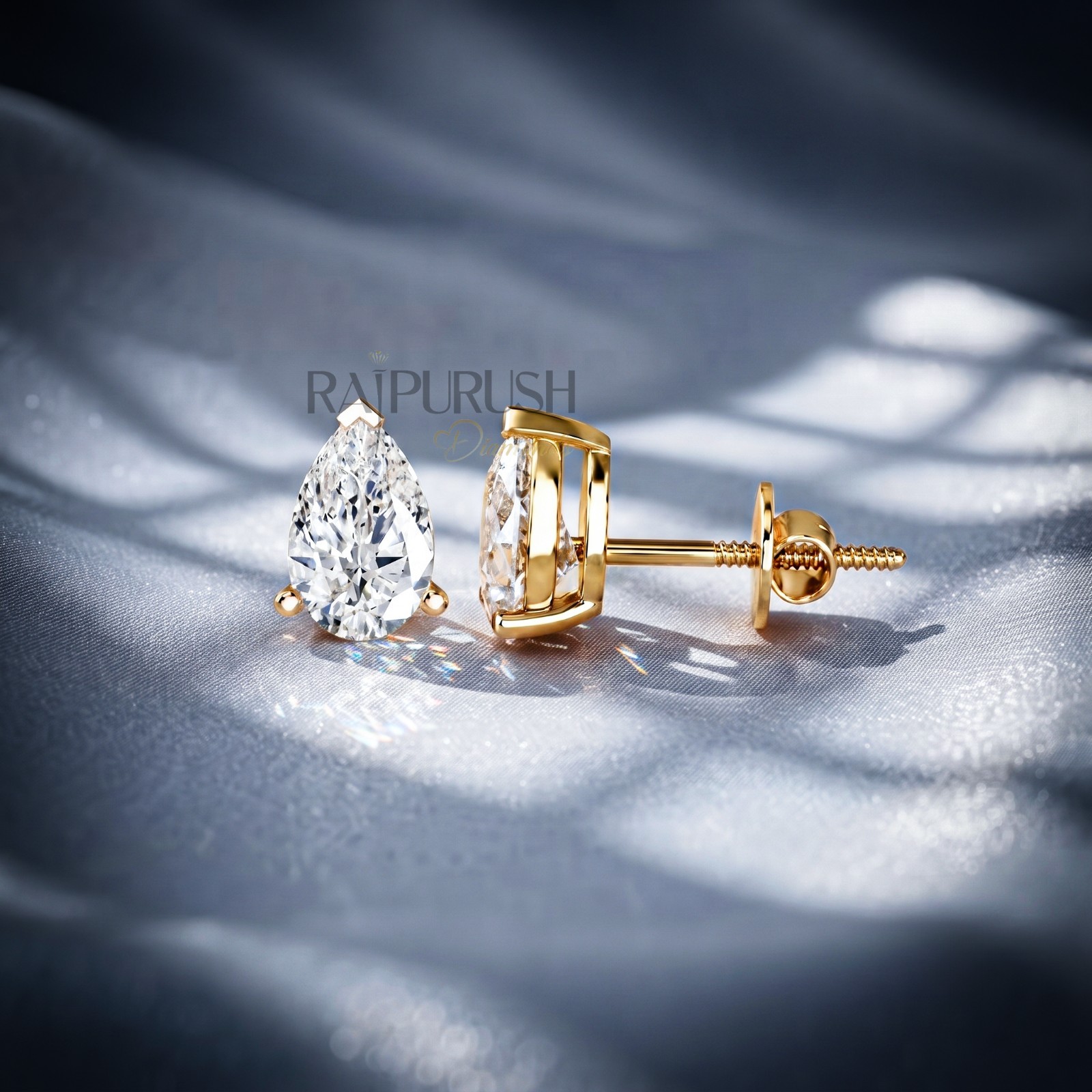 Pear Moissanite Stud Earrings VVS D Color 925 Sterling Silver Gold Plated Women