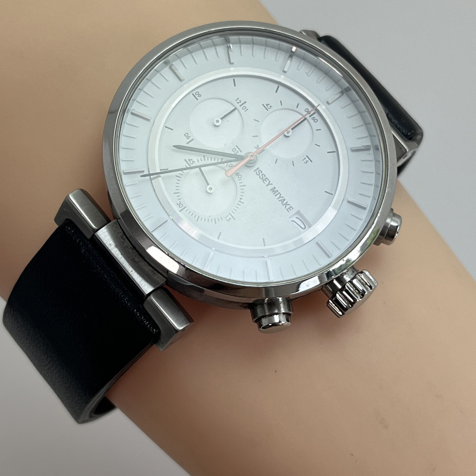 Seiko Issey Miyake W SILAY004 SATOSHI WADA Chronograph Qz Japan White Dial #B909