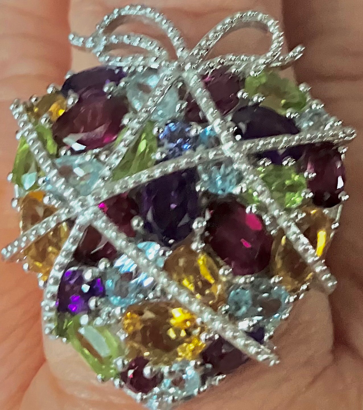GP italian garden collection multi-stone heart ring