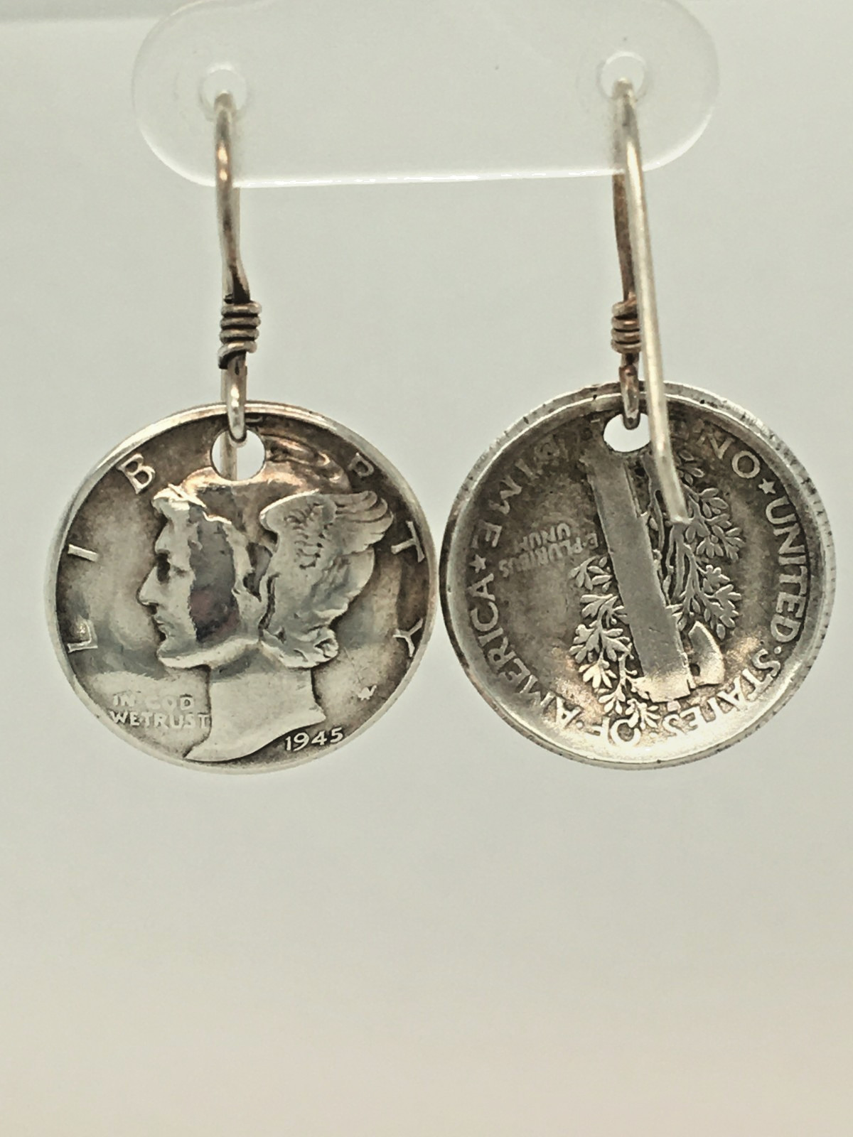 Vintage Mercury Dime Earrings 900 Silver