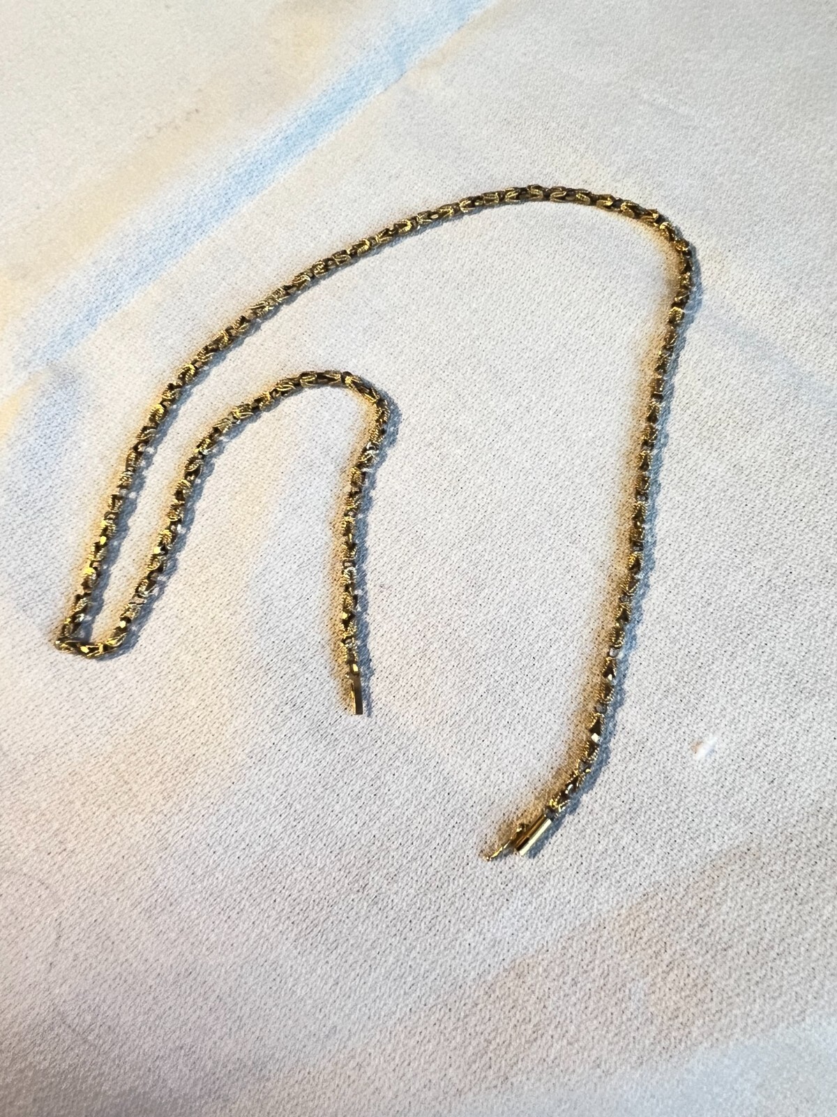 Vintage Solid 14K Yellow Gold 20” Byzantine 3mm Link Chain Necklace 17.8GM