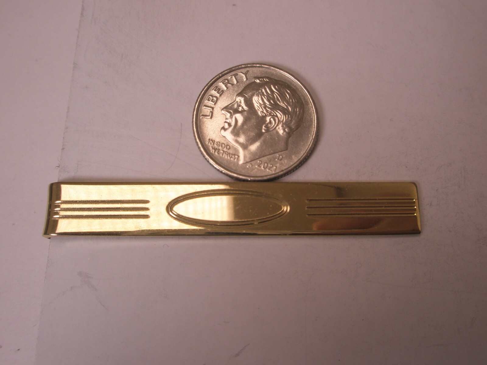 2″ Engrave Ready Simple Plain Design Gold Tone Vintage Tie Bar Clip