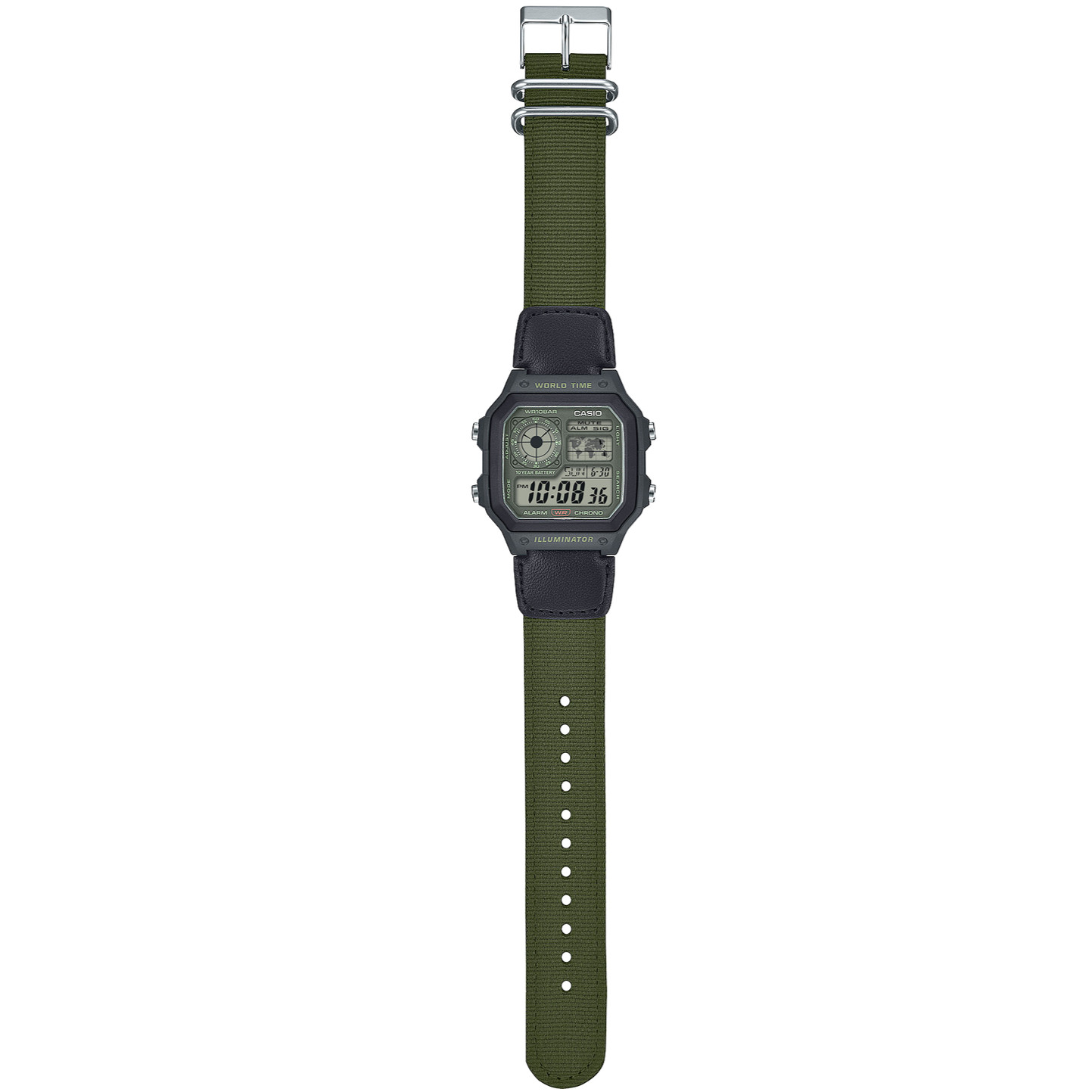CASIO Collection STANDARD AE-1200WHUB-3AJF Digital Watch Cloth Band Khaki 42.1mm
