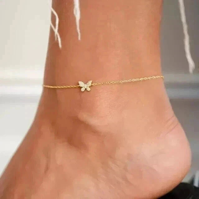 3.2Ct Round Cut Lab Created Diamond Women’s Chain Anklet 14K Yellow Gold Finish