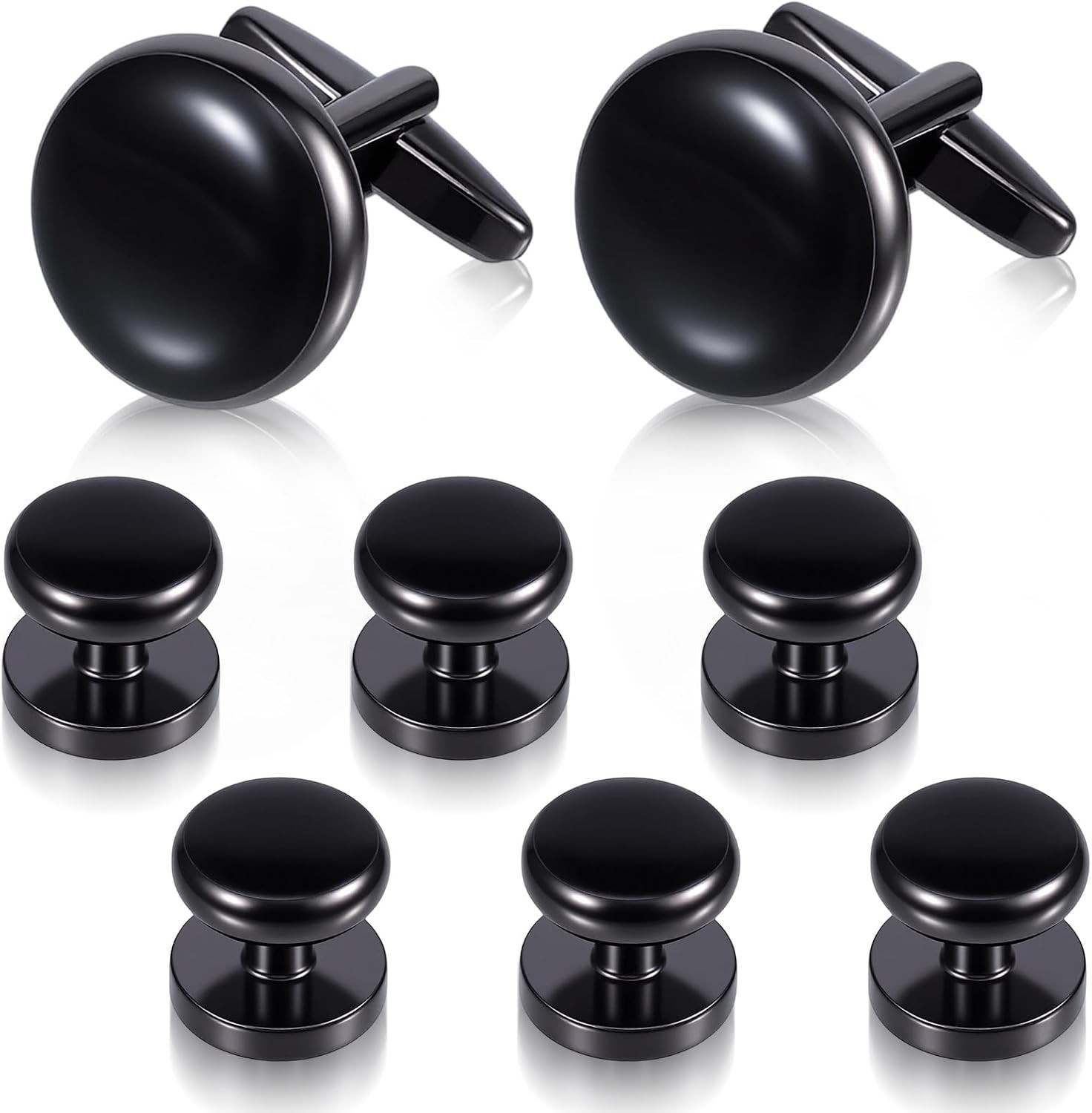 8 Pcs Men’s Tuxedo Studs and Cufflinks Classic Men’s Cufflinks Stainless Steel