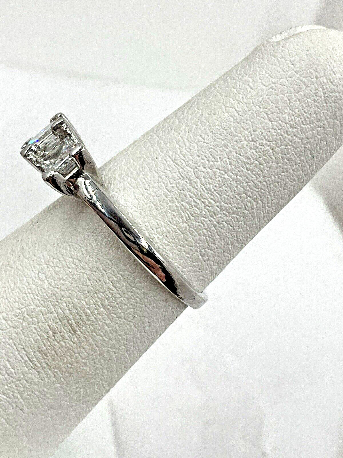 Platinum 1.00TCW Princess Cut 3 Stone Diamond Ring Size 5