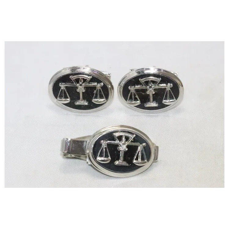 Vintage Kinney Co. Justice Scale Cufflinks Tie Clip Set