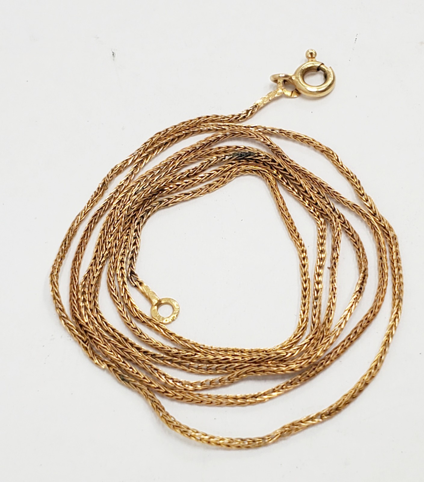 750 18K SOLID YELLOW GOLD .8mm Wheat Spiga Espiga Chain Necklace 23.5″ 2.1g