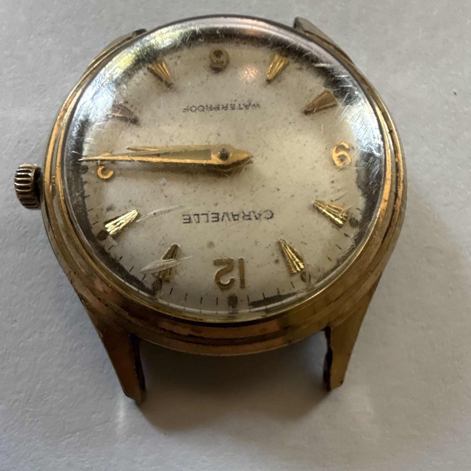 Caravelle Waterproof Manual Wind Gold Tone Head Only 1966 RUNS