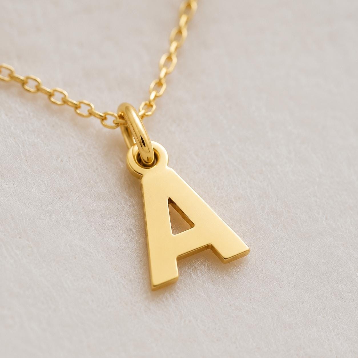 Initial Block Letter Pendant 14k Solid Gold Yellow White Rose Monogram Necklace
