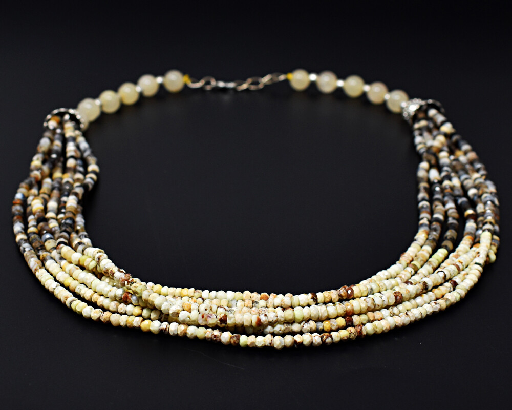 322 Cts Earth Mined Dendrite Opal & Aventurine Beads Necklace Jewelry JK 03E292