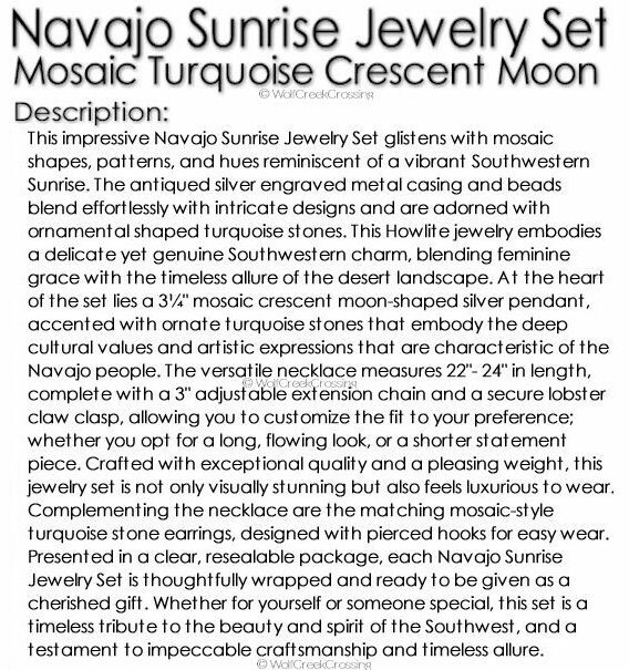 NAVAJO SUNRISE NECKLACE EARRINGS JEWELRY SET NAJA MOSAIC CRESCENT MOON FREE SHIP