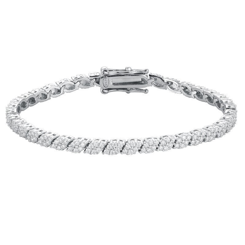 16cm Prismatic Moissanite Tennis Chain S925 Sterling Silver Bracelet Women-Used