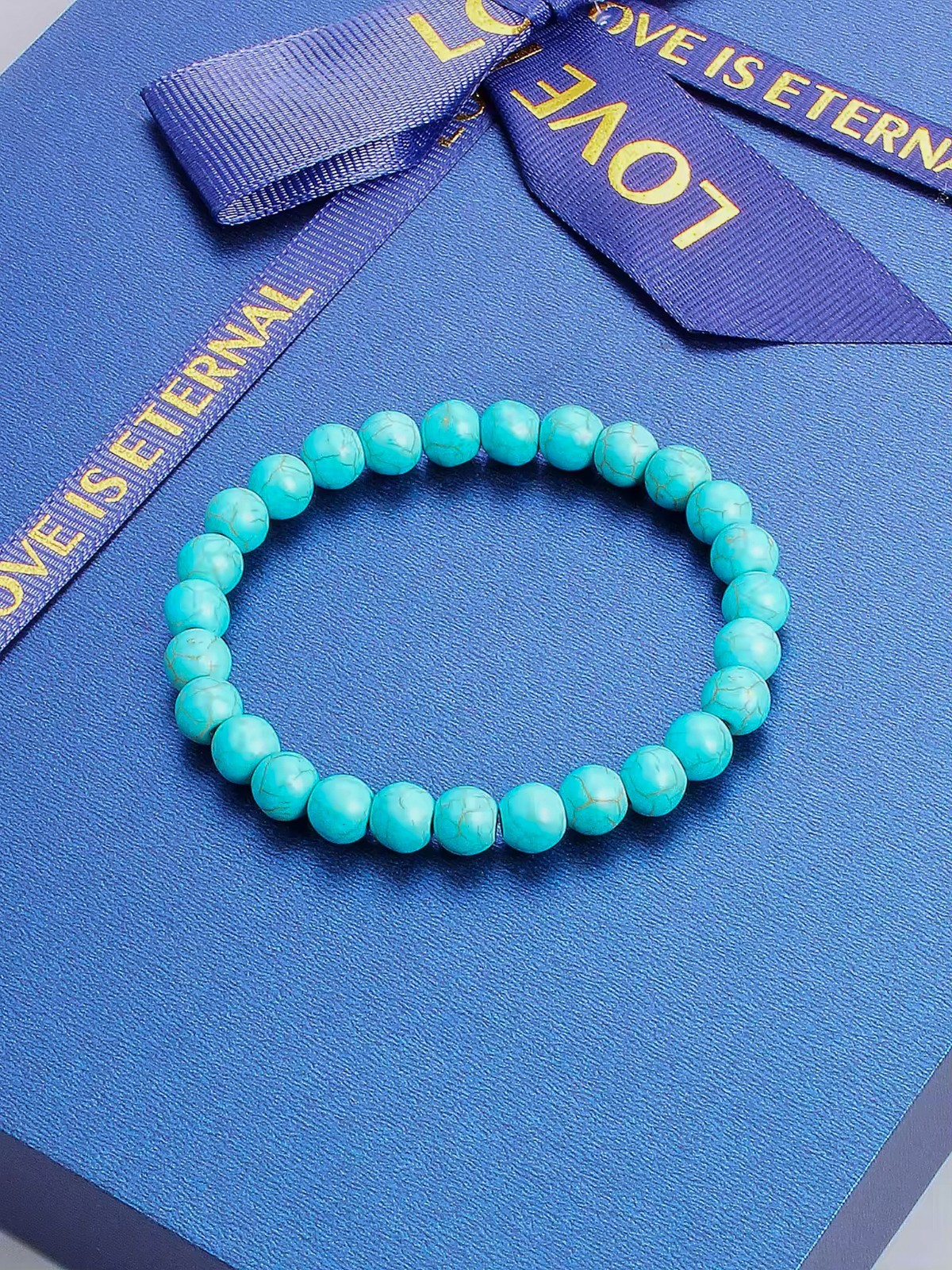 8mm Men women’s Natural Turquoise stone Beads 19.5cm Bracelet Sleep, Calm, Love