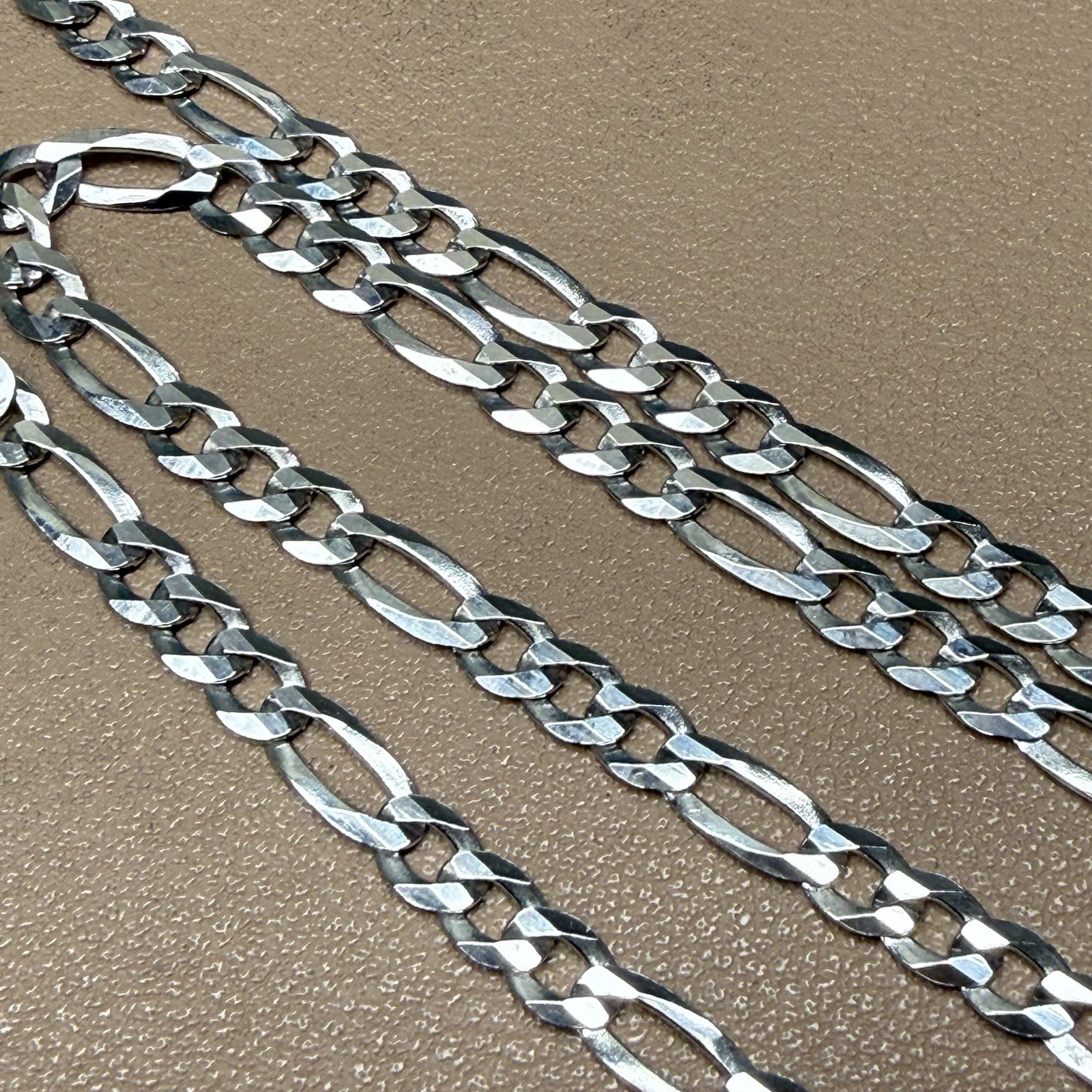 ITALY 925 Sterling Silver FIGARO Chain Necklace 18” 4.3mm