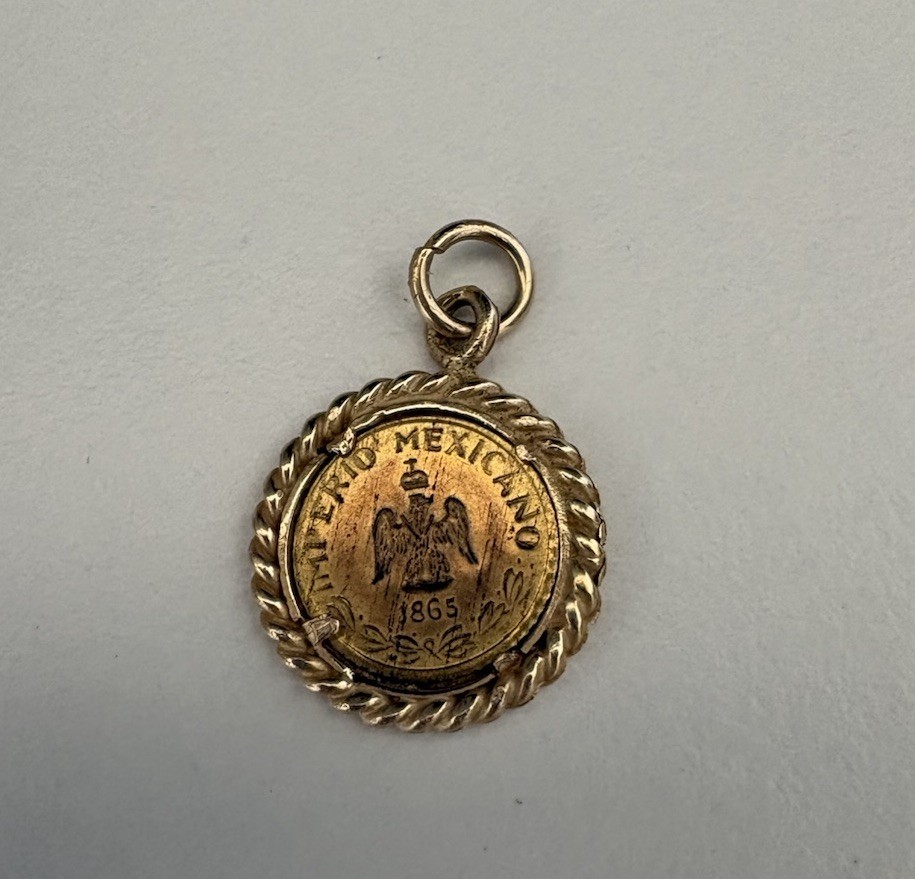 14kt Yellow Gold Imperio Mexicano 1865 Coin Pendant 1.1gram