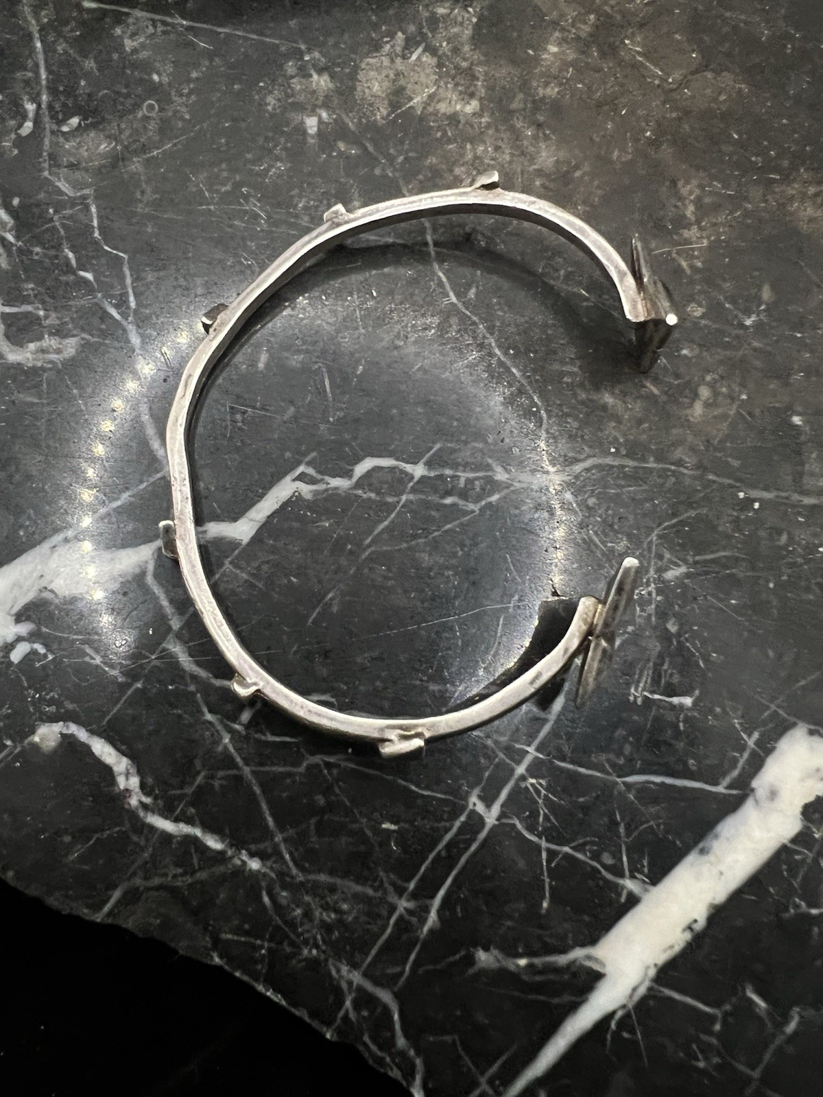 Vintage Modernist Sterling Silver Artisan Studio Abstract Cuff Bracelet 925 11g