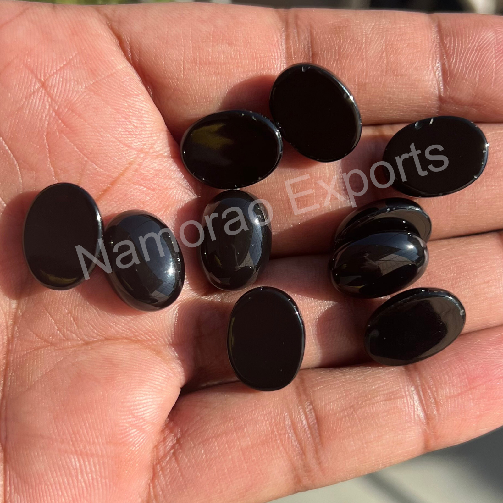 Natural Black Onyx Oval 3×5 mm to 15×20 mm Cabochon Loose Gemstone Lot