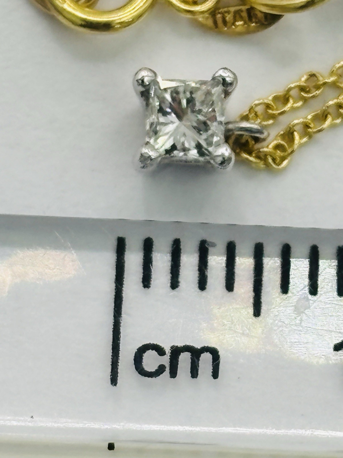 diamond necklace fine jewelry 14k solitaire natural 20point princess cut 16”ch
