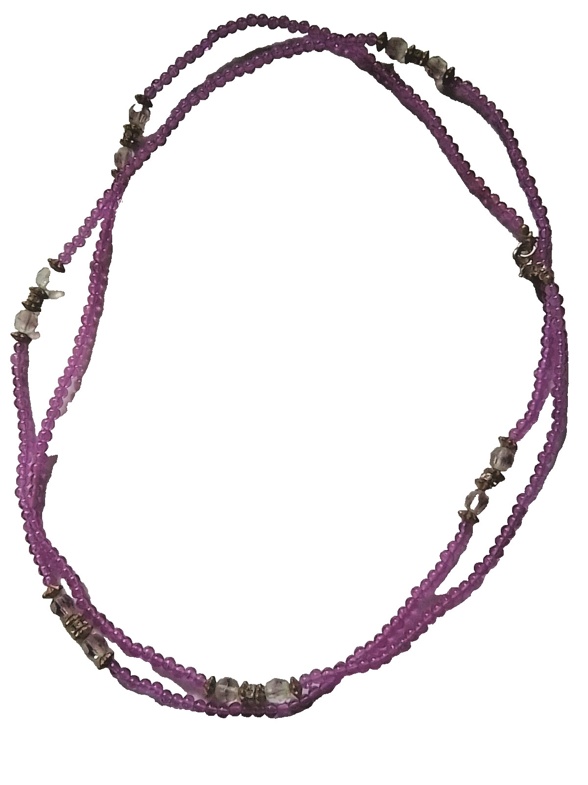 Vintage Cado Purple Amethyst Glass Rondelle Spacer Beaded Necklace 23 1/2 Inches