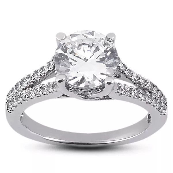 Side Stone Engagement Ring Platinum Halo 2.49 CT Round Lab-Grown Diamond E SI1