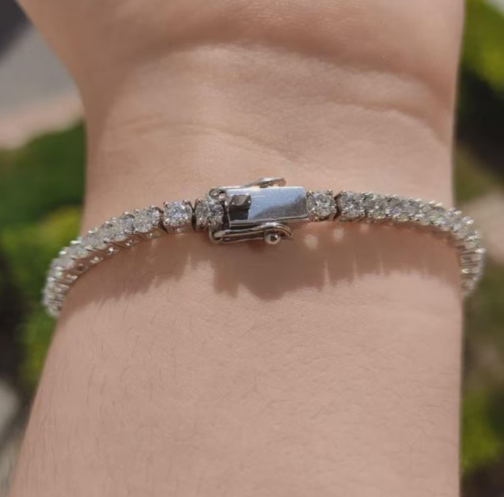 Engagement Beautiful Tennis Bracelet Round Cut Natural Diamond 14k White Gold
