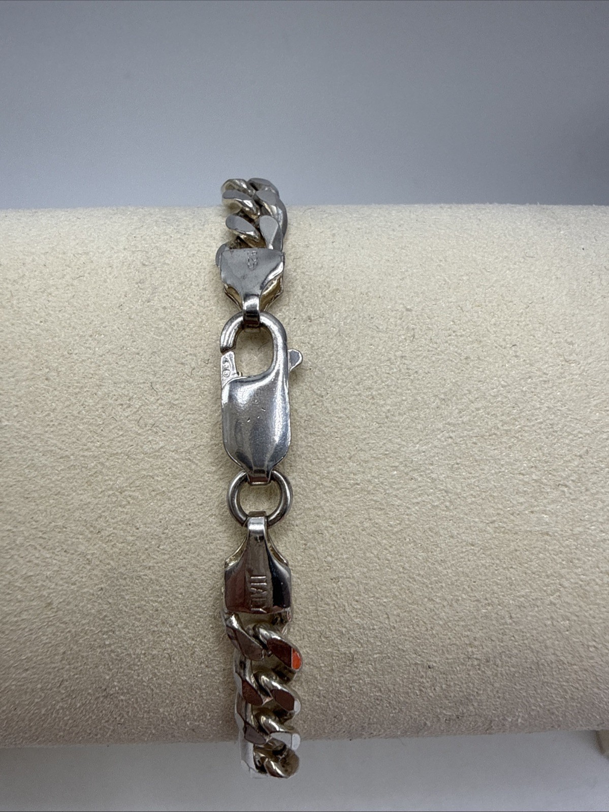 Men’s Sterling Silver 5.4mm Figaro Link ID Bracelet 8”