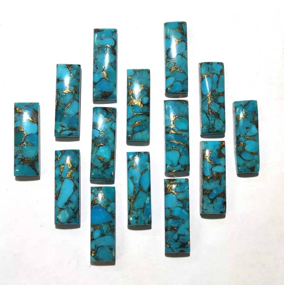 Blue Copper Turquoise Cabochon Rectangle Shape Loose Gemstone Lot Jewellery.