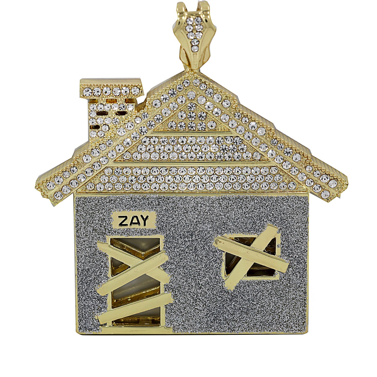 Cubic-Zirconia House Trap Pendant stardust 36″ Rope Chain Jumbo Gold Plated