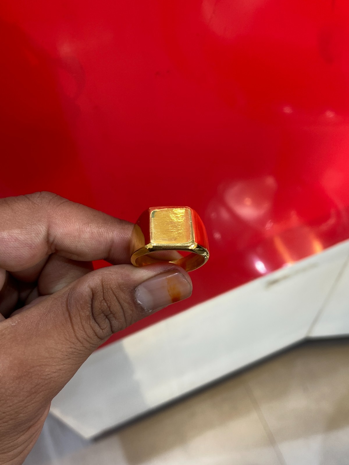 18K Gold Plated Signet Ring 925 Sterling Silver Square Face Men’s Band 4US-15US