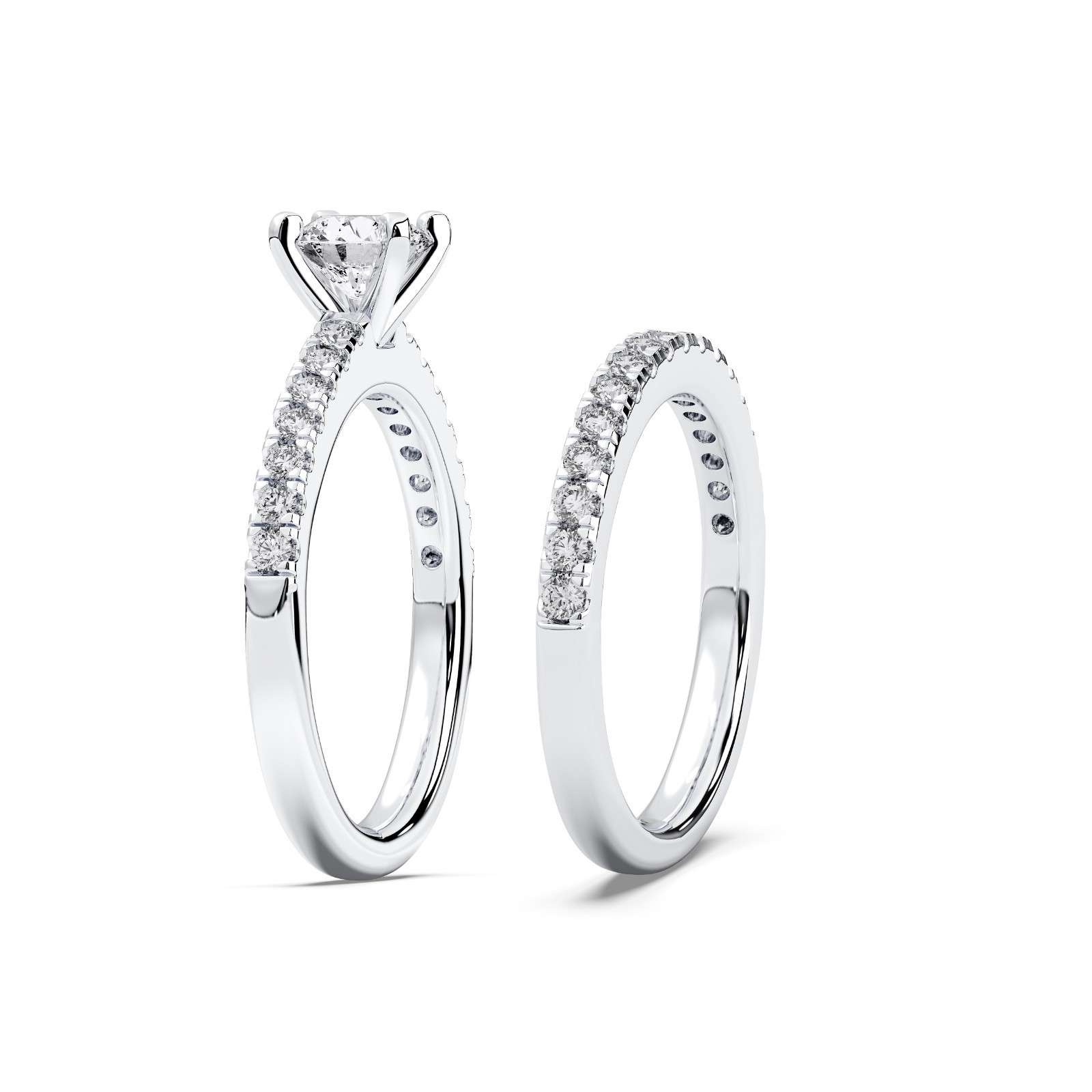 1.45 Ct Round Cut Moissanite Stone Engagement Ring With Matching Band in Silver