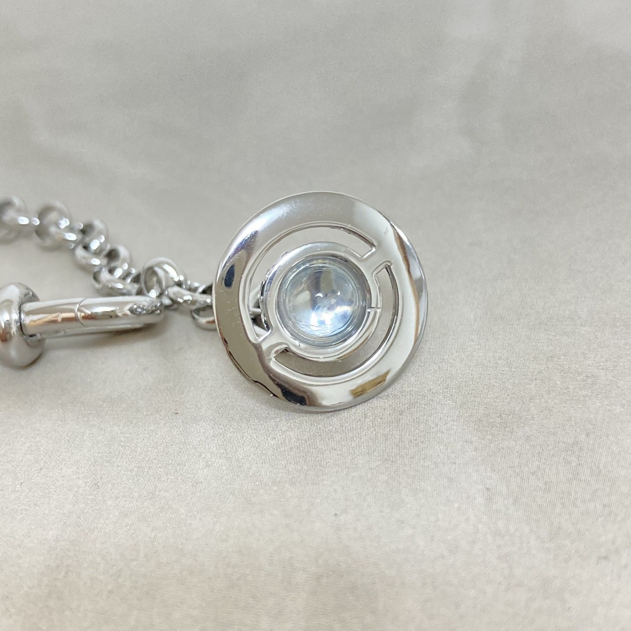 Vivienne Westwood Bracelet Petite Orb 17cm Silver Clear w/Pouch NO BOX