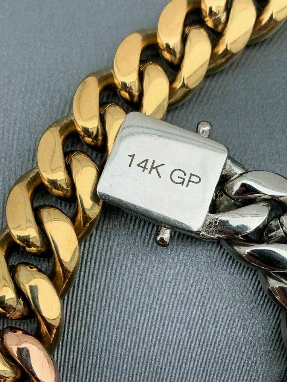 12mm Men’s Miami Cuban Link Chain 3 Tri Color Real Gold Plated Stainless 18-30″