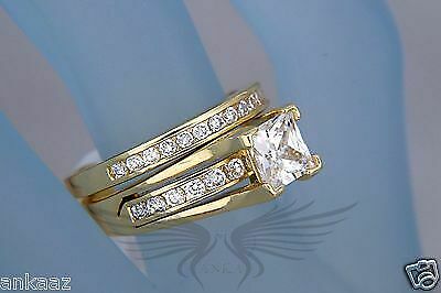 1.3Ct Princess Cut AAA Cubic Zircon CZ Gp Wedding Set 5 6 7 8 9 10 11 Tk0W384