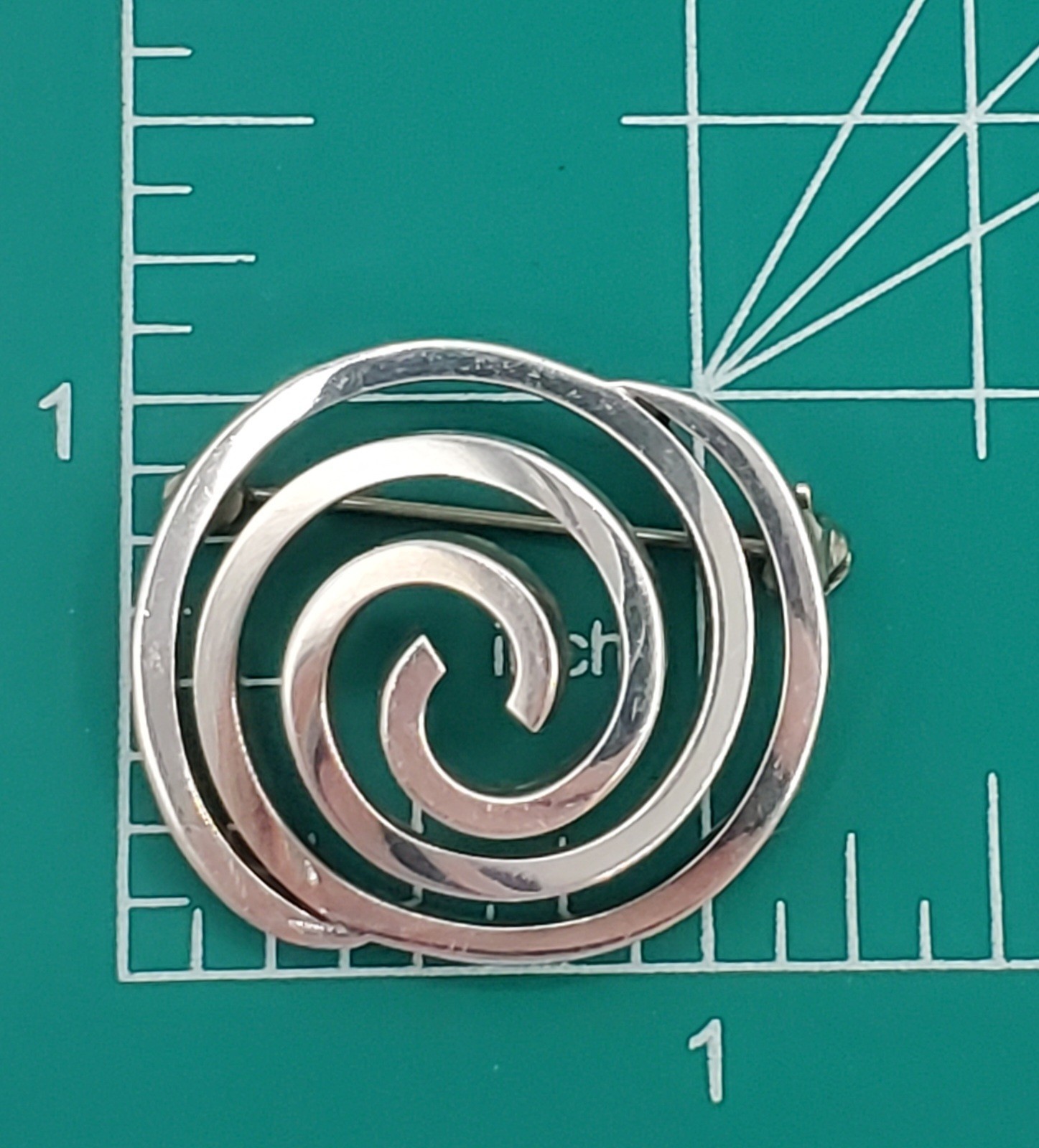VTG 925 Spiral Brooch 1.25in Sterling Silver Solid 15g Abstract 3D Geometric