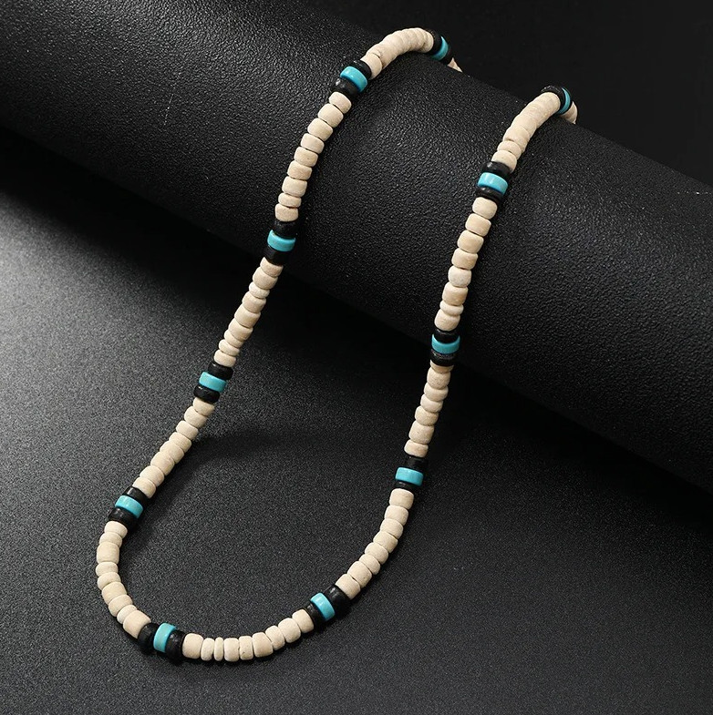 1pcs Necklace For Men New Vintage Coconut Shell Turquoise Surf Necklace – NEW