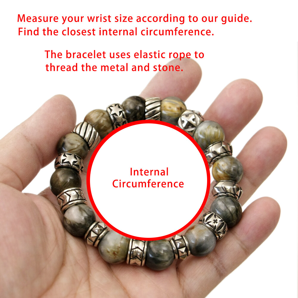 Cupronickel Accessory 12mm Round Beads Hawk eye gem Punk Bracelet CP476D