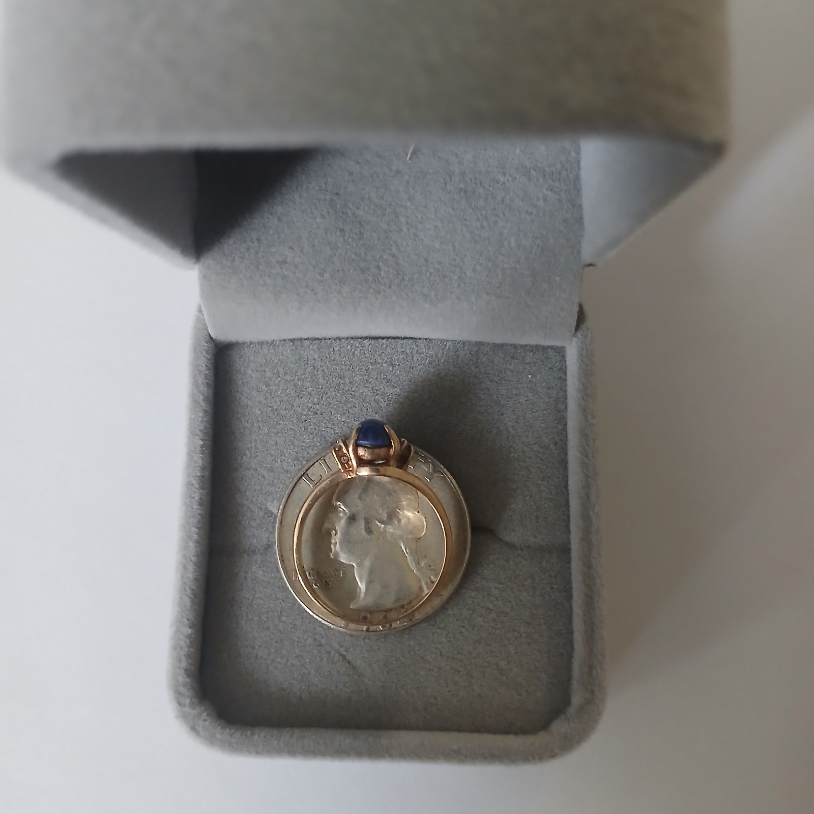 10K Blue Star Sapphire Diamond Ring Size 6.5 #4258