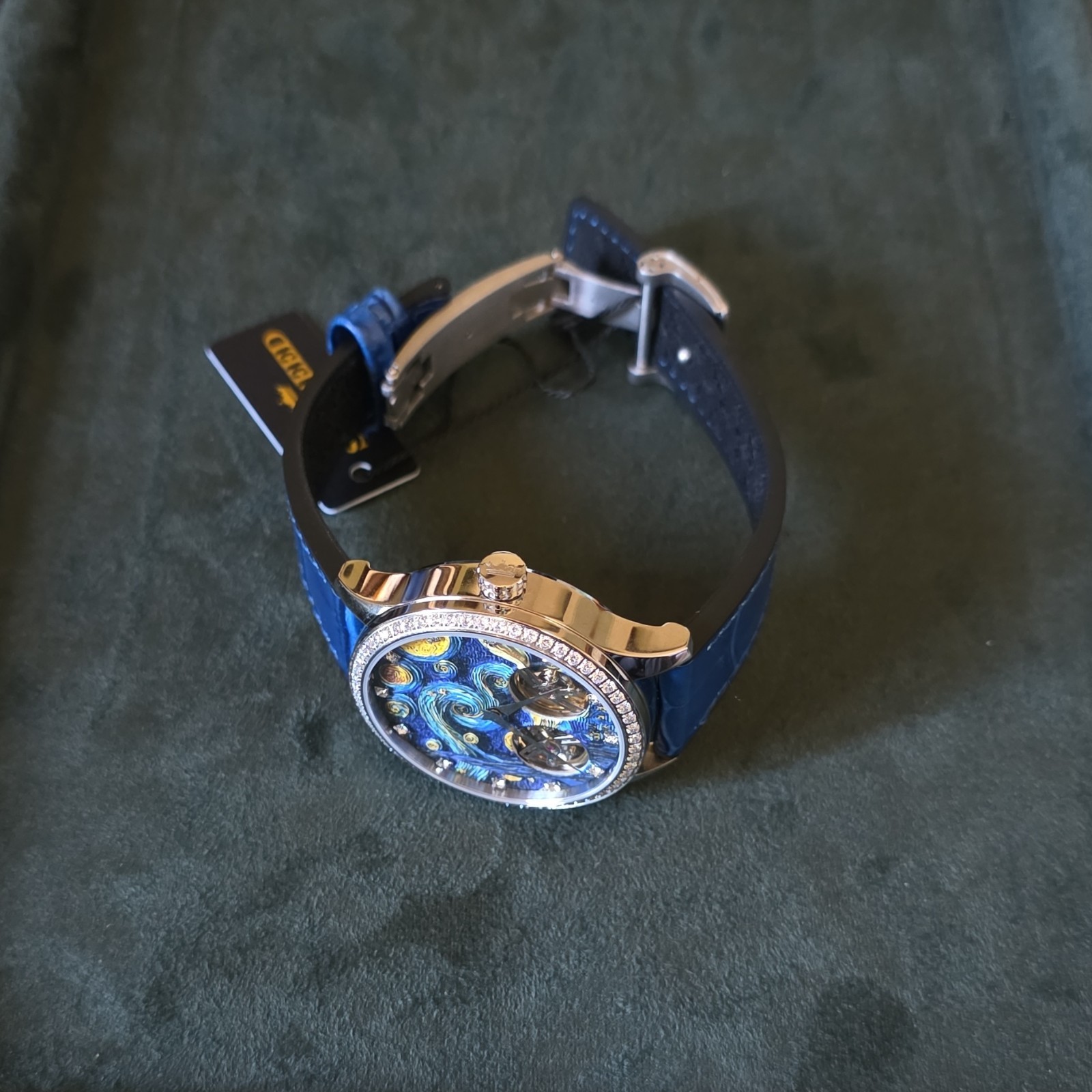 SKYSEED Celestial Blue Starry Dial Automatic Luxury Watch Blue Leather Strap