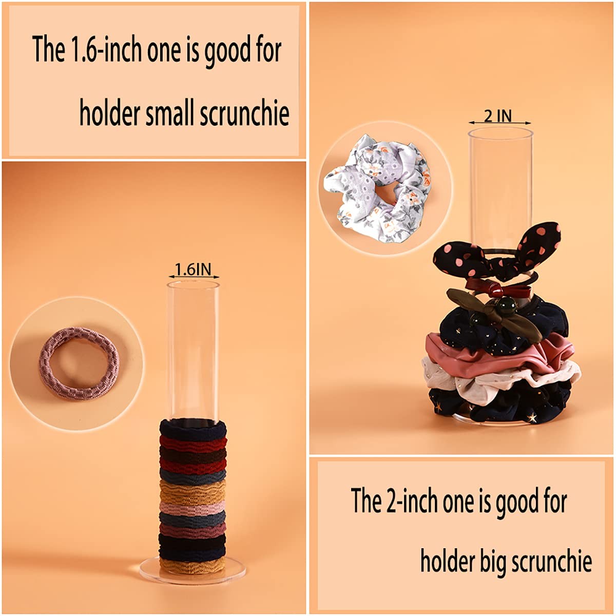 ByKen 2PcS Acrylic Scrunchie Holder Organizer,Hair Ties Holder for Bathroom,C…