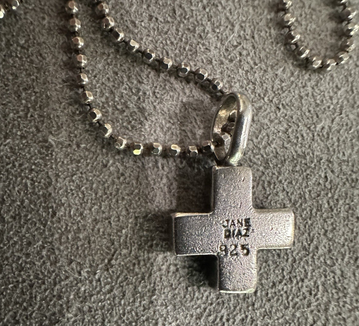 Jane Diaz Vintage Sterling Silver Cross Chain Necklace