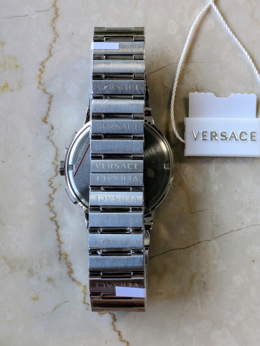 [B1P] VERSACE Greca Logo Chrono VEZ900121 Green Silver Watch [y2v]