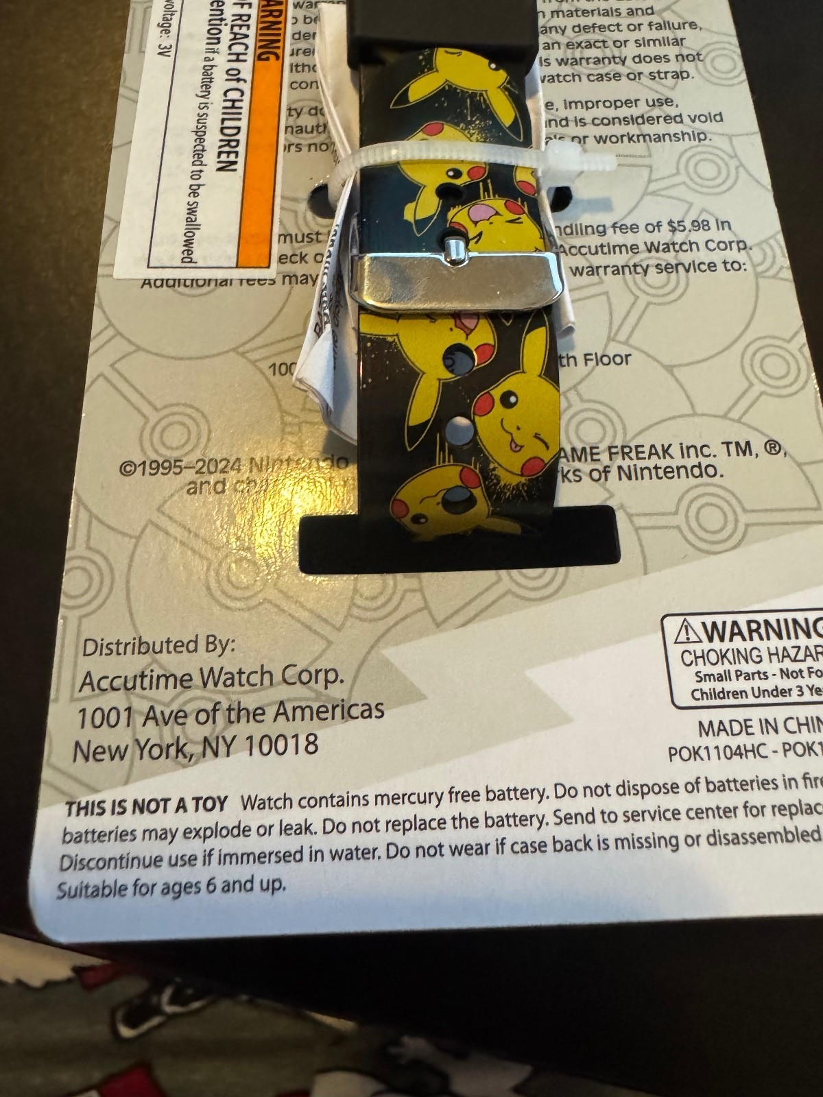 Pokémon Pikachu LED Digital Watch Black Kids Accutime POK4433FB New
