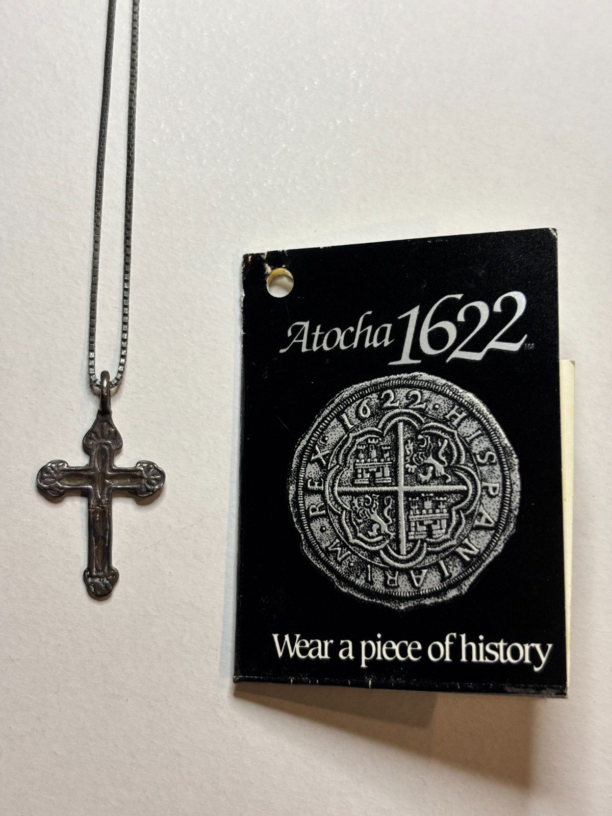 Vintage Atocha 1622 Shipwreck Silver Cross Necklace