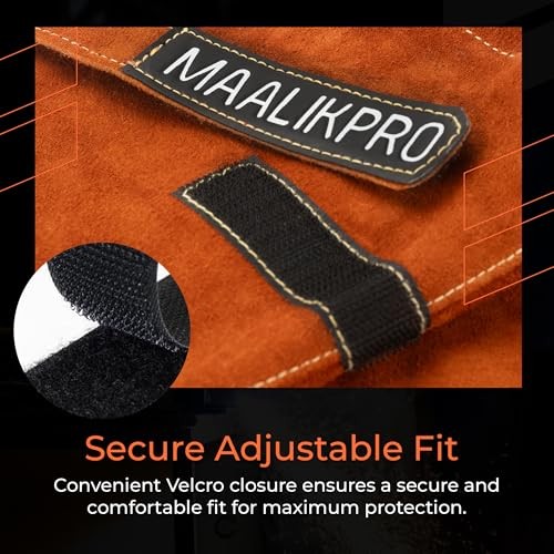 Leather Welding Work Sleeves – Heat- & Flame-Resistant One Size Fit Most Brown