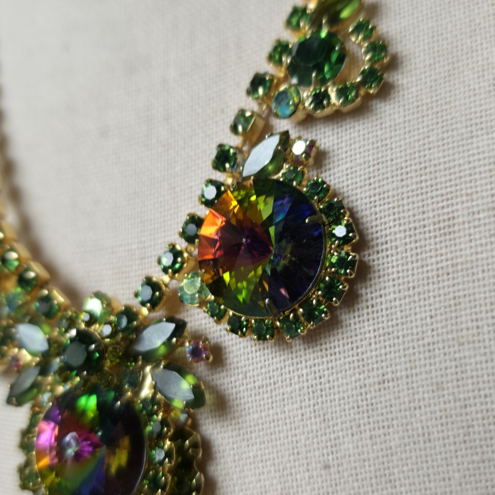 Vintage Juliana Necklace Watermelon Rivoli Rhinestone Tassel Please READ