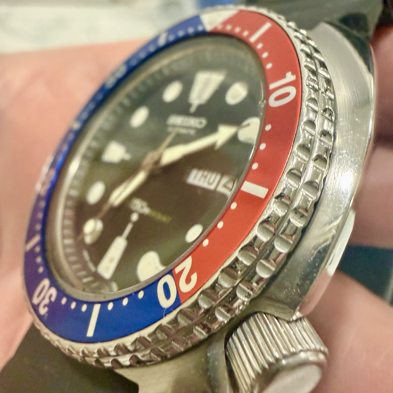 Vintage Seiko Turtle Pepsi 6309-7040 Suwa Automatic Men’s 44mm Diver Watch RUNS