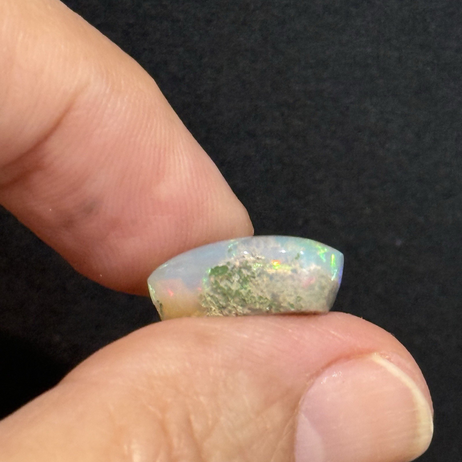 6.85ct 15.2×13.3×6.7mm Fine Galaxy Ethiopian Welo Opal Pear Shaped Cabochon Gem