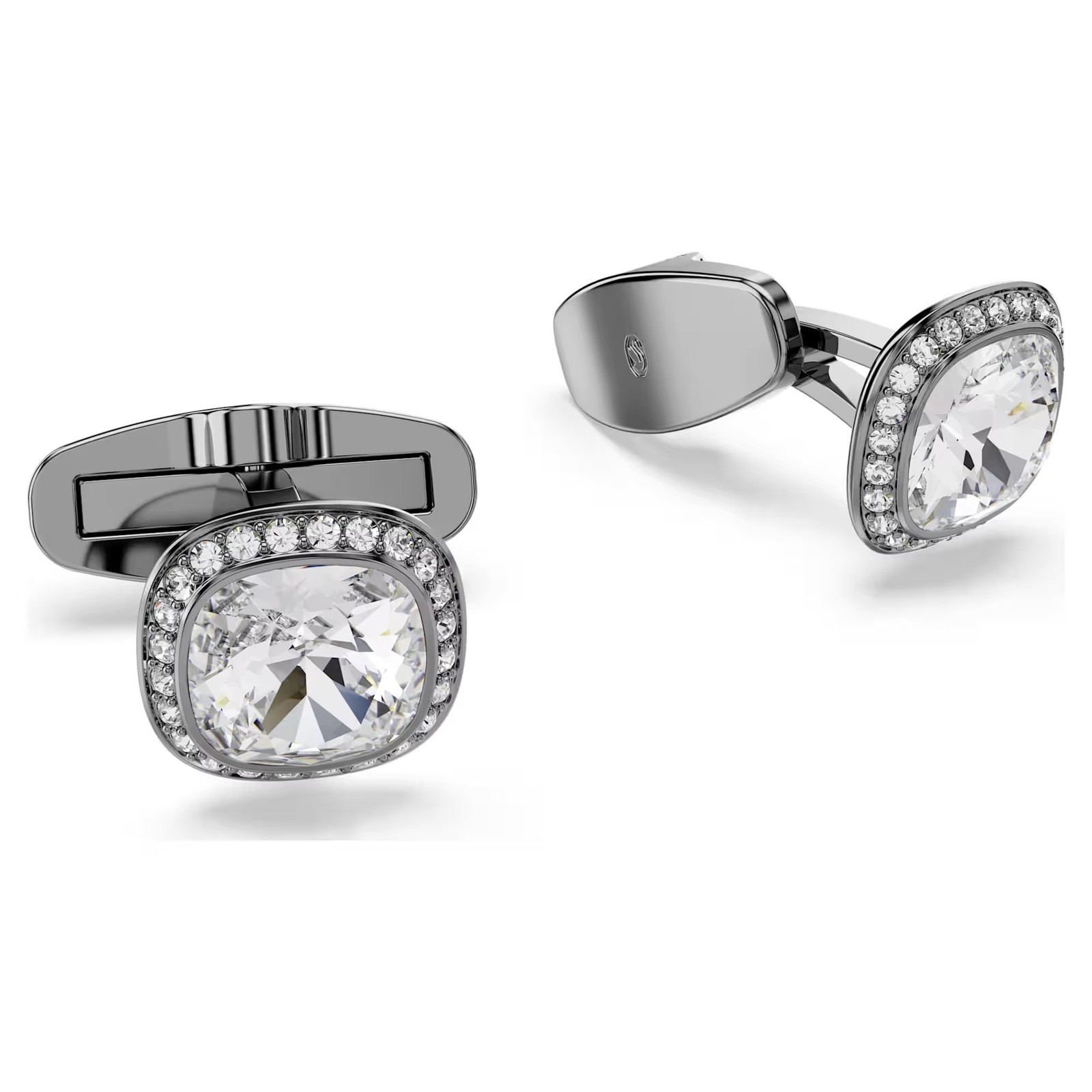 Swarovski Una Angelic Cufflinks, Cushion Cut, White, Ruthenium Plated 5753937