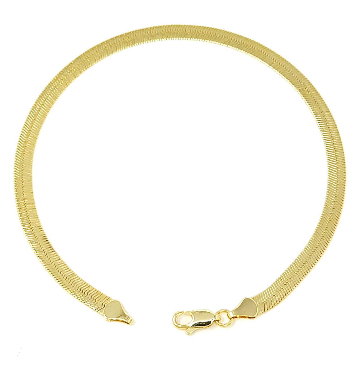 Ankle Bracelet for Women Flat Herringbone Chain Anklet 9″,10″,11″,12″ Small-Plus